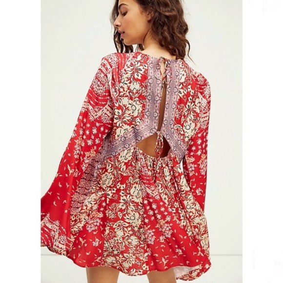 Free People Dresses & Skirts - NWT Free People Stevie Printed Floral Mini Tunic Dress Long Bell Sleeves Dress
